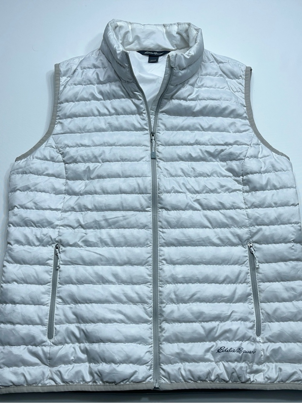 Eddie Bauer EB700 Down Puffer Vest Womens Size Large White Hiking Outdoors
